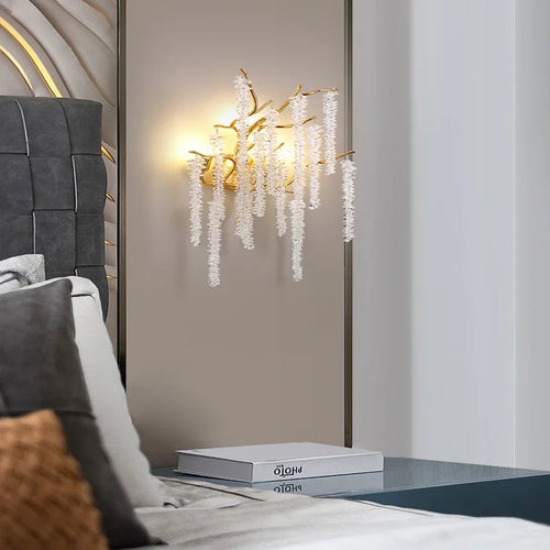 applique murale led moderne design art déco branches de fleurs de cerisier - vue 4 sur 10