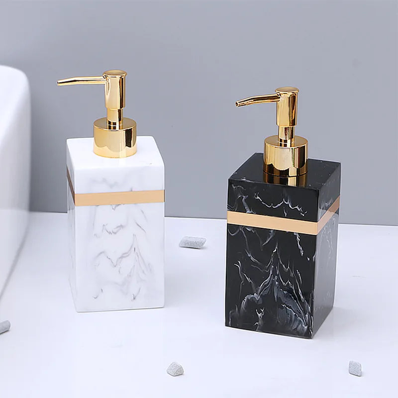 square resin bottle dispenser for soap and lotion - vue 3 sur 8