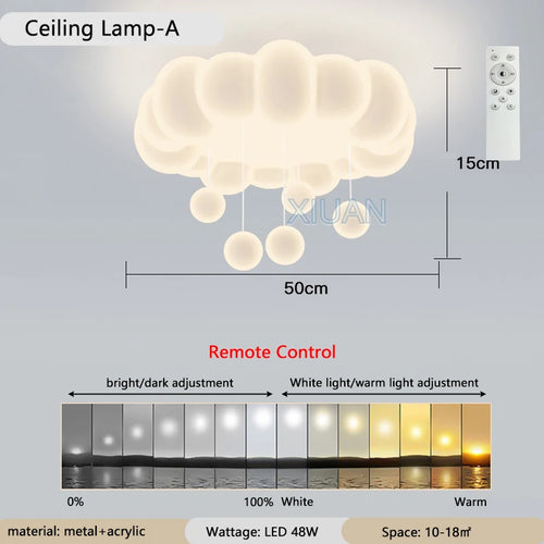 Remote control dimmable star globe pendant lampshade chandelier - vue 11 sur 10