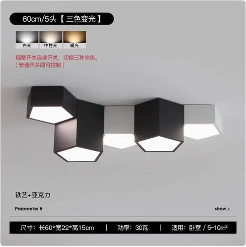 Modern ceiling light with LED for office and study - vue 12 sur 12