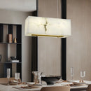 Minimalist marble and copper chandelier for modern spaces