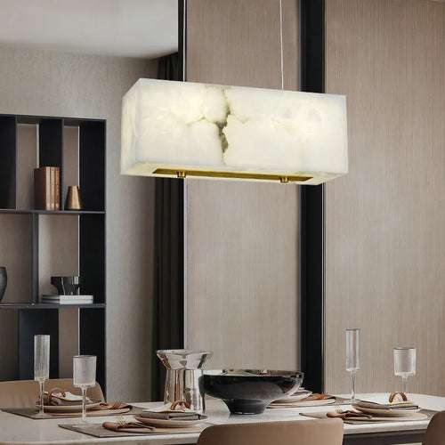 Minimalist marble and copper chandelier for modern spaces - vue 2 sur 7
