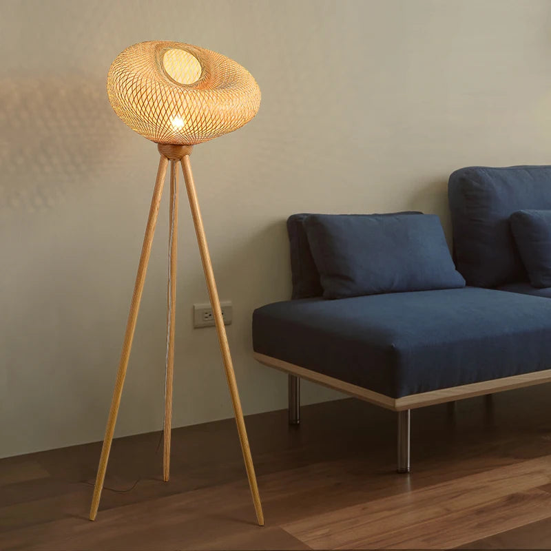 Japanese retro art bamboo floor lamp for elegant interior