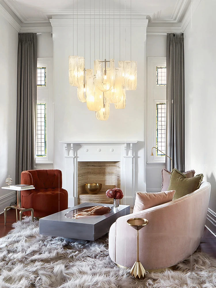 Modern French misted glass chandelier for living room