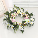 Decorative Easter wreath with bunny and hanging eggs