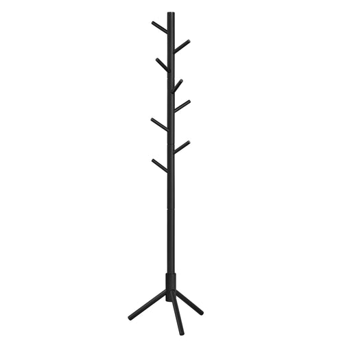 VASAGLE Standing Coat Rack, Solid Wood Coat Rack, Tree-Shaped Coat Rack with 8 Hooks, 3 Height Options, for Clothes, Hats, Bags - vue 3 sur 8