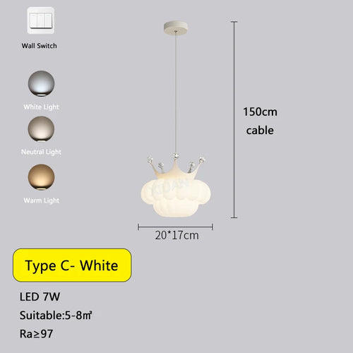 Luxury decorative pendant light with gold crown design - vue 12 sur 13