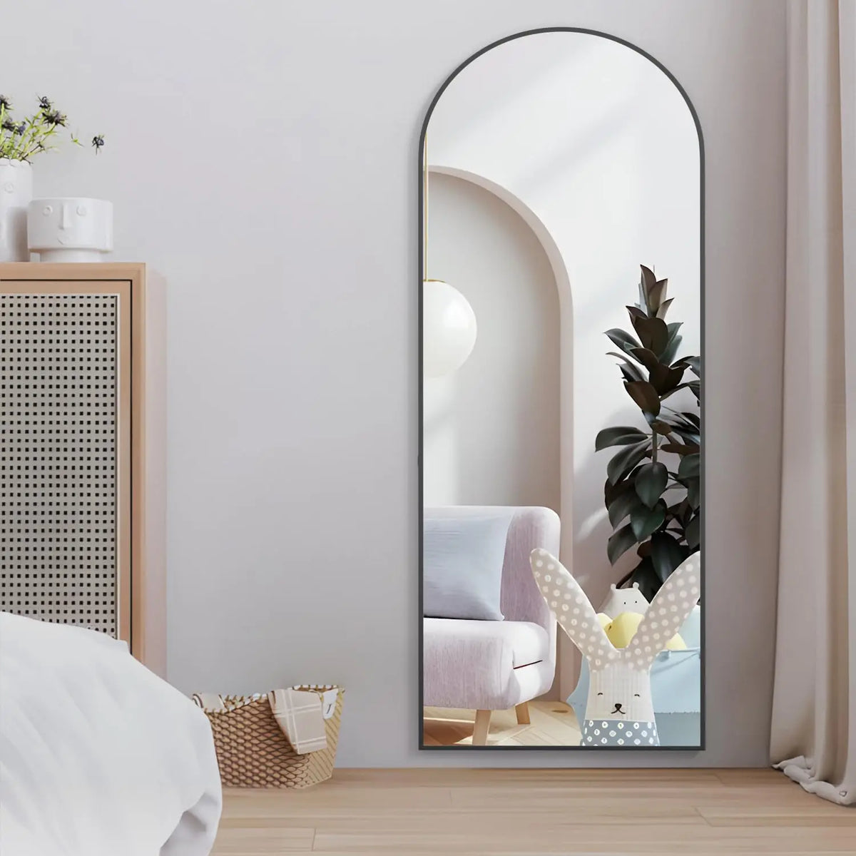 CASSILANDO Arched Full Length Mirror 64" x 21", Floor Standing Mirror, Unique Vertical Mirror, Gold Metal Frame Mirror - vue 5 sur 8