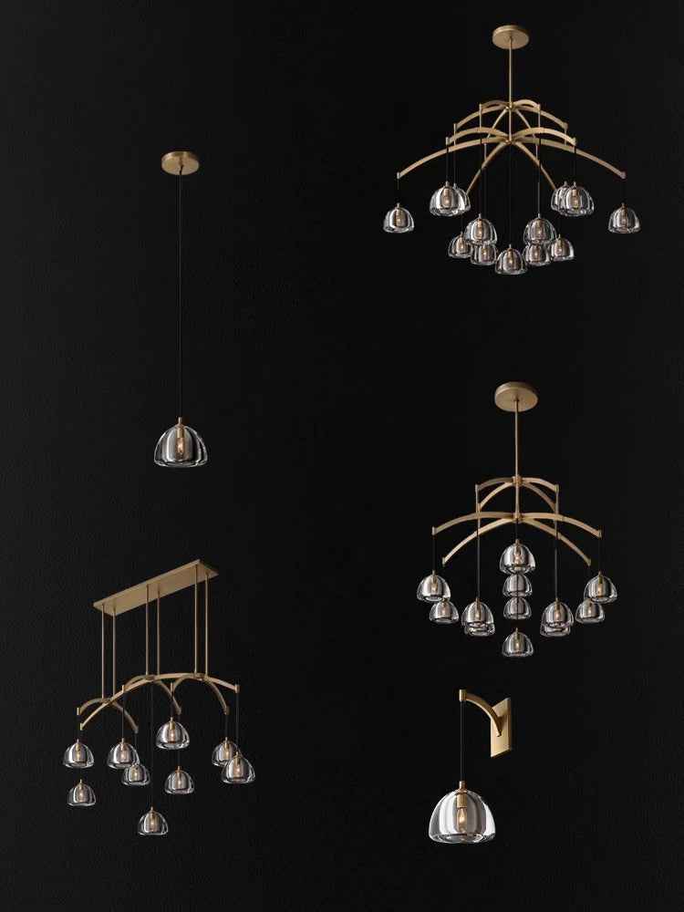 Vintage crystal and copper chandelier for indoor lighting