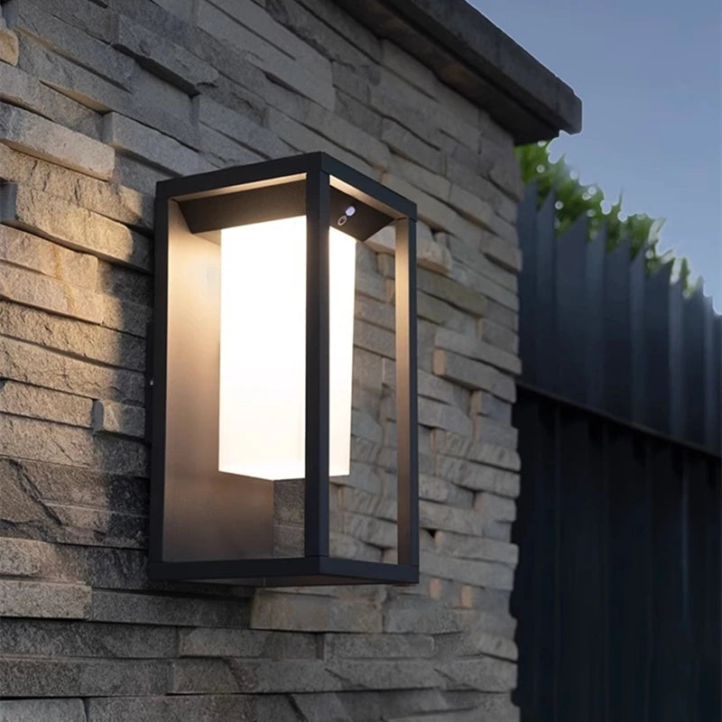 Solar wall light with motion sensor for outdoor use