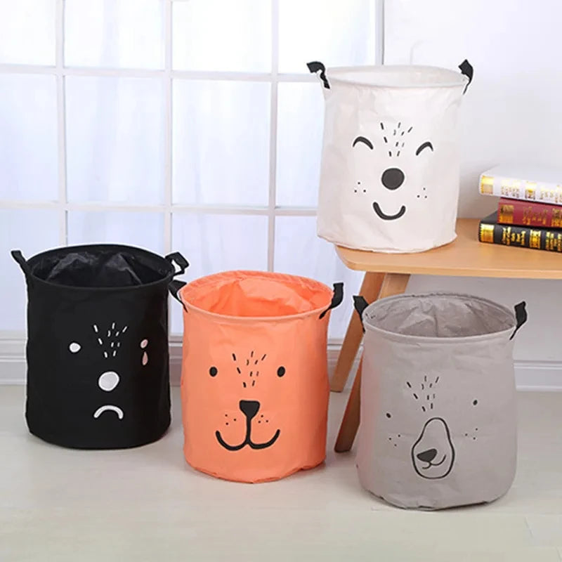 foldable cotton and linen waterproof laundry basket - vue 4 sur 16