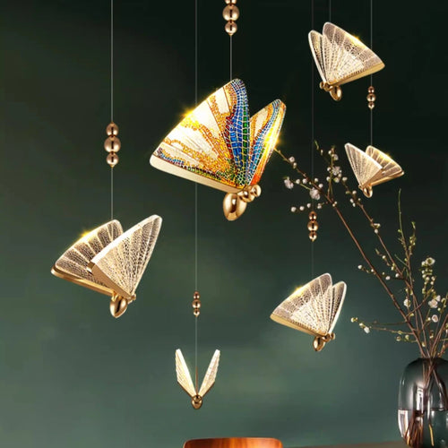 Creative butterfly chandelier light for children's room - vue 4 sur 14