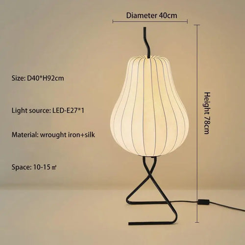 Japanese silk floor lamp wabi sabi for creative interior decoration - vue 9 sur 8