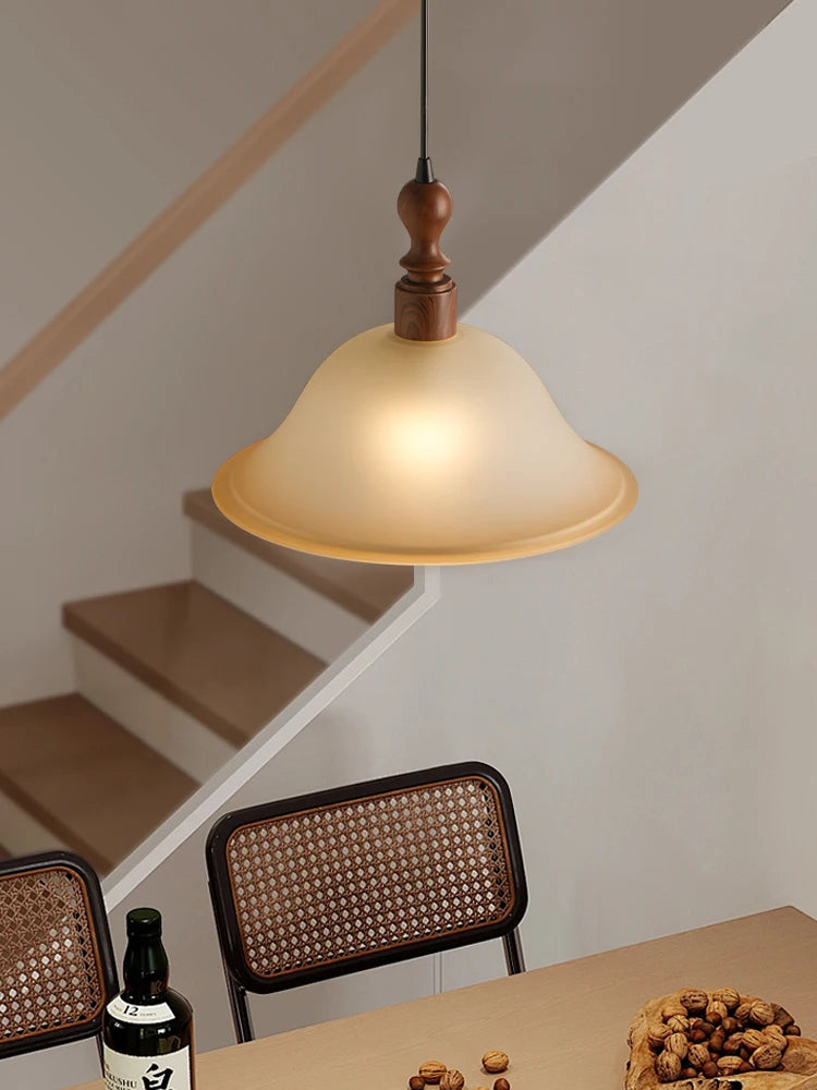 Solid wood Japanese retro style pendant light for interior decor