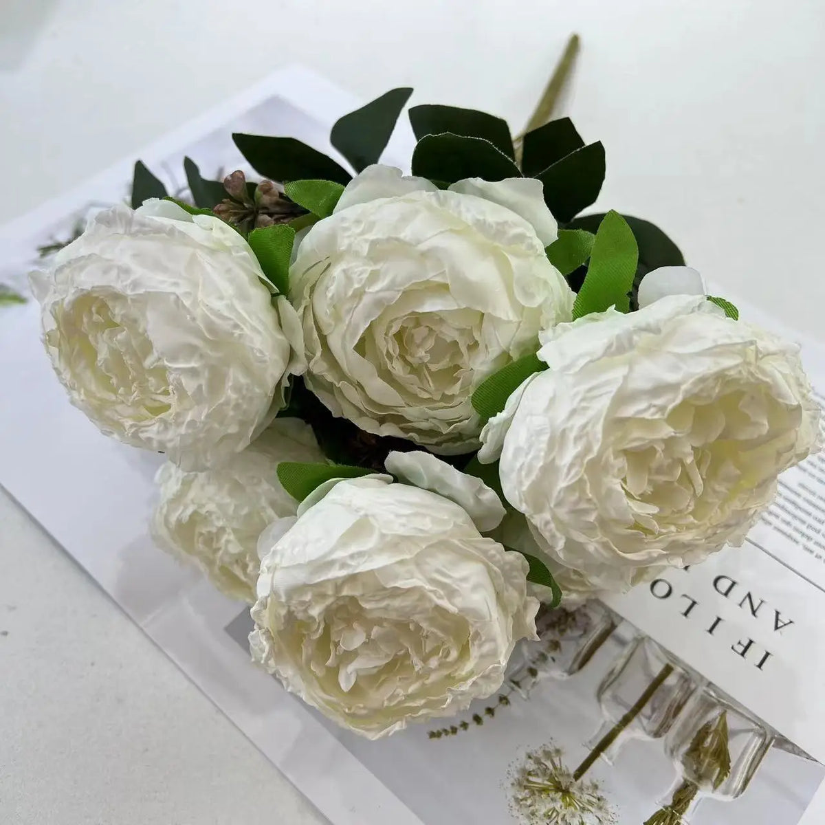 Artificial peony bouquet for weddings and home decor