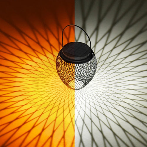 Decorative solar metal hanging outdoor lantern