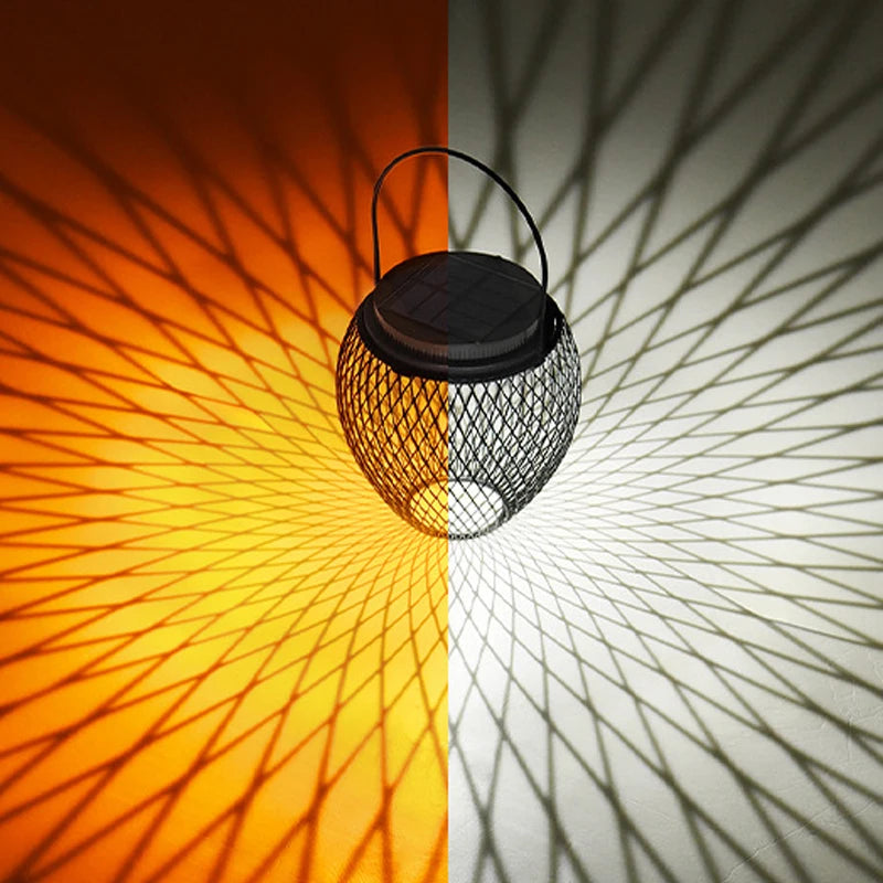 Decorative solar metal hanging outdoor lantern