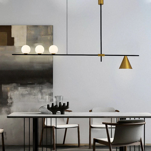 Minimalist industrial glass and LED design chandelier - vue 2 sur 18
