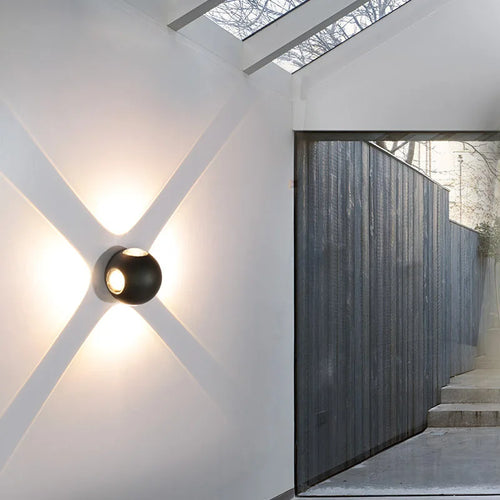 modern waterproof star and cross LED wall light for outdoor use - vue 3 sur 6