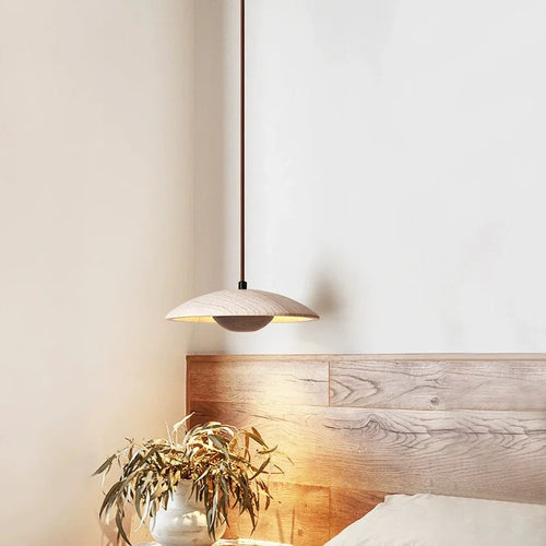 Nordic retro travertine wabi-sabi style LED pendant light - vue 3 sur 7