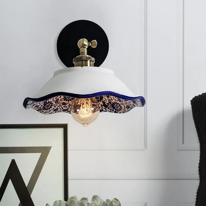 Modern retro porcelain wall light for interior decor