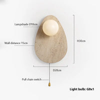 Vintage natural stone wall light with glass shade and LED