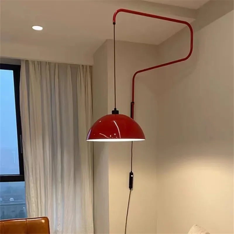 Luxury retractable rotating iron wall light