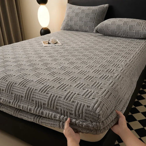 Plush Mattress Cover For Bed,stretch Soft Material Fitted Sheet, Keep Warm,dust Protector,machine Washable 90X200,180X200 - vue 12 sur 20