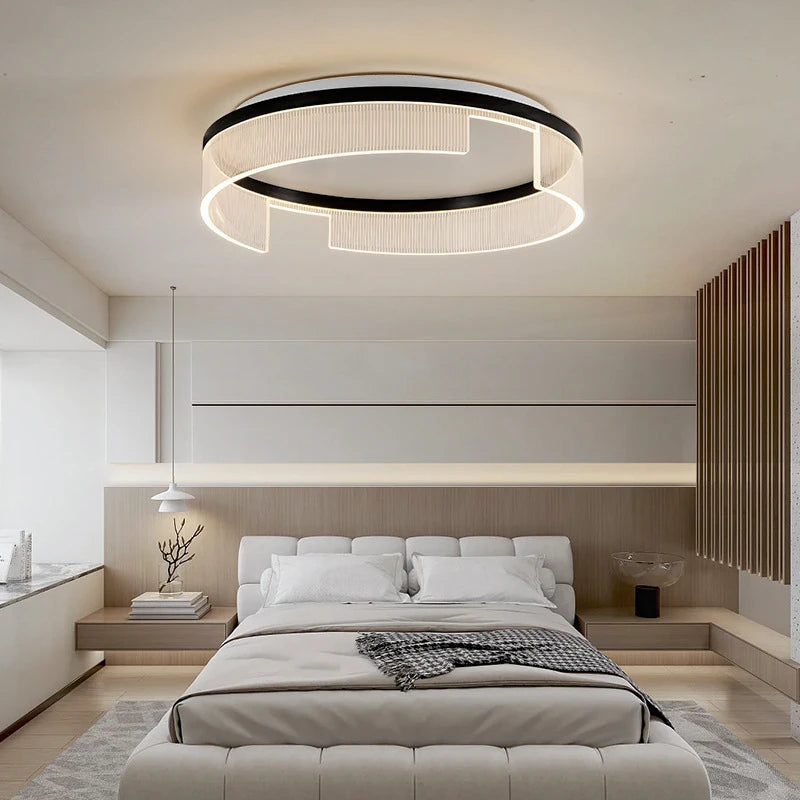 Modern round LED ceiling light in metal and acrylic for indoors