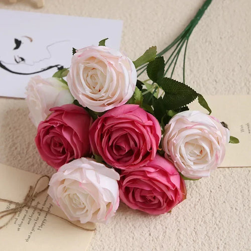bouquet de roses artificielles en soie pour décoration élégante - vue 13 sur 17