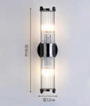 Crystal wall light with chrome and black stripes for indoor use