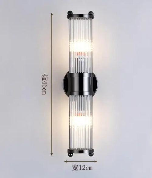 Crystal wall light with chrome and black stripes for indoor use - vue 8 sur 11