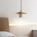 Stone and wood pendant light with adjustable cord