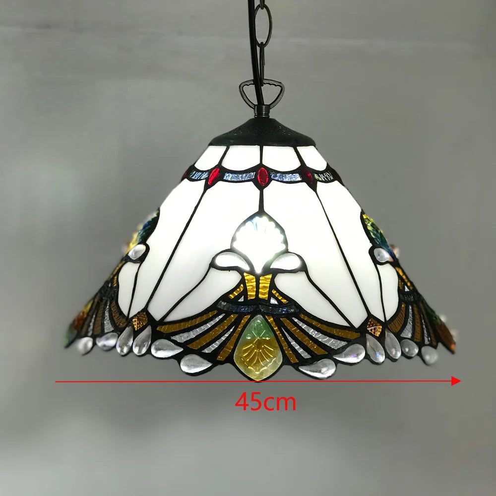 Tiffany stained glass chandelier Mediterranean style for elegant interiors - vue 16 sur 22
