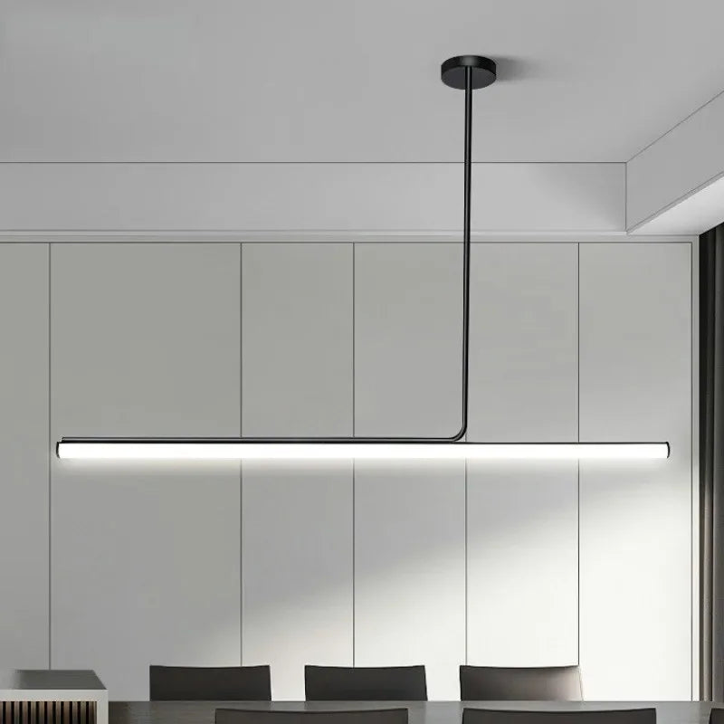 Modern long strip decorative LED pendant lights for interior - vue 3 sur 12