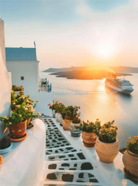 Modern travel landscape posters of Greece Santorini wall decor