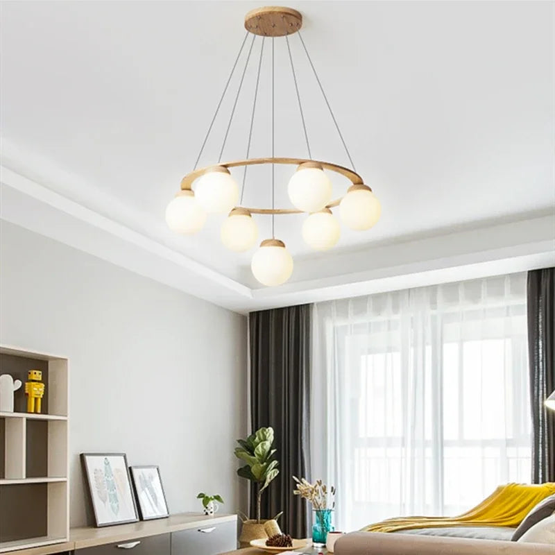 Modern multi-head glass LED chandelier for indoor use - vue 3 sur 9