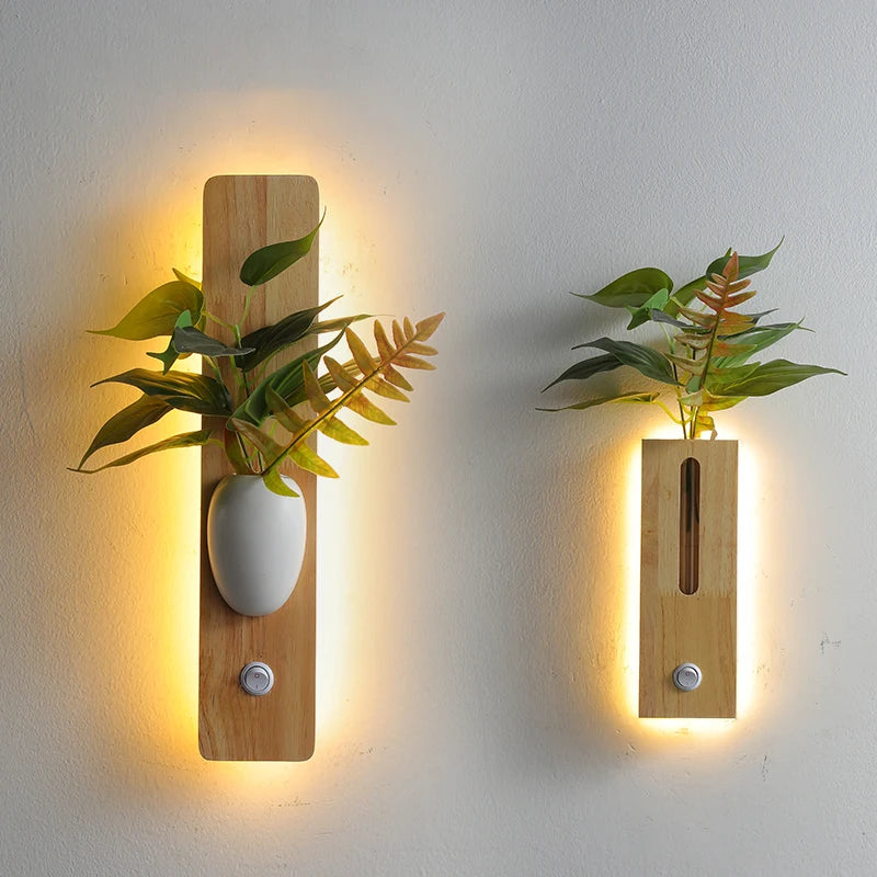 Wooden LED wall light for decorative indoor use 2023