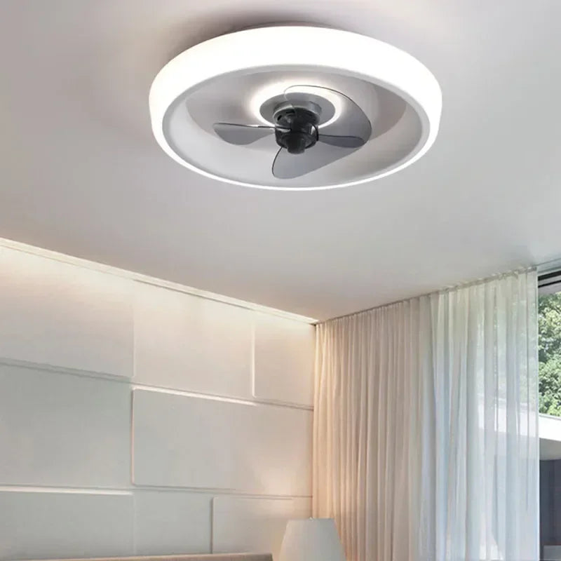 Silent fan with invisible blades and integrated lighting
