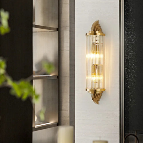 Modern design stainless steel and crystal wall light - vue 3 sur 6