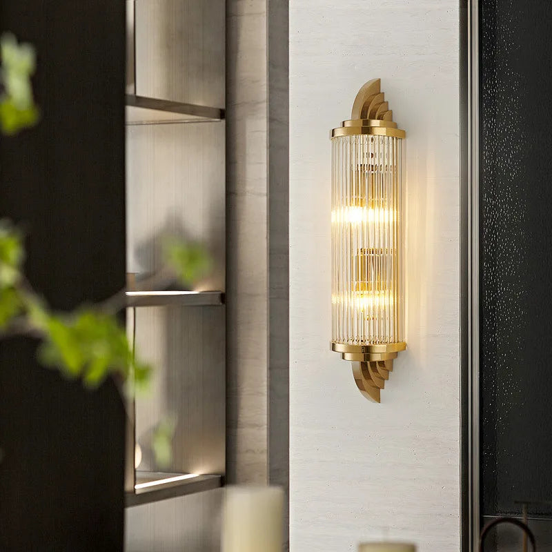 Modern design stainless steel and crystal wall light - vue 3 sur 6
