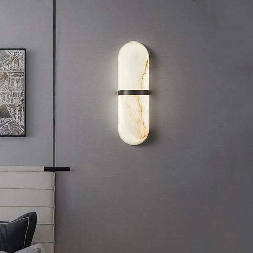 Semi-cylinder LED wall light 18W marble effect bedside lamp for living room, dining room, bathroom, hallway and doorway - wall sconce - vue 5 sur 8