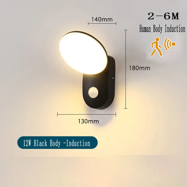 Modern outdoor LED wall light with waterproof sensor for garden