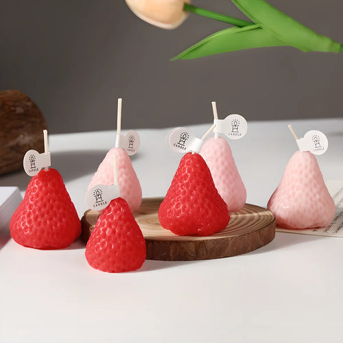 set of 4 miniature strawberry scented candles, decorative trend - vue 7 sur 7