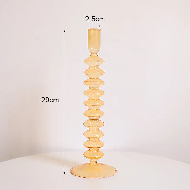 Vintage glass candle holder for weddings and romantic dinners - vue 11 sur 27
