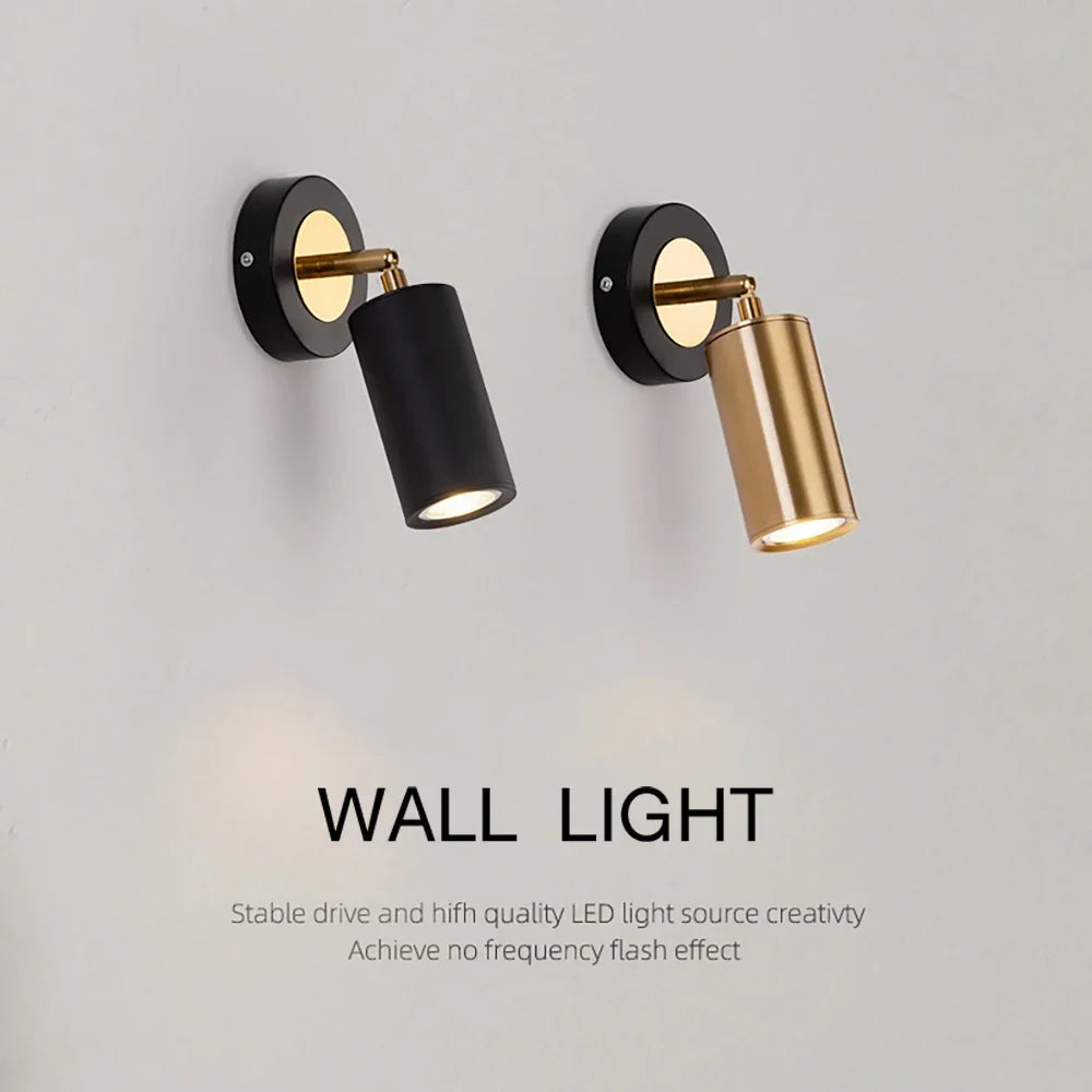 Modern wall light black gold adjustable bedside reading lamp