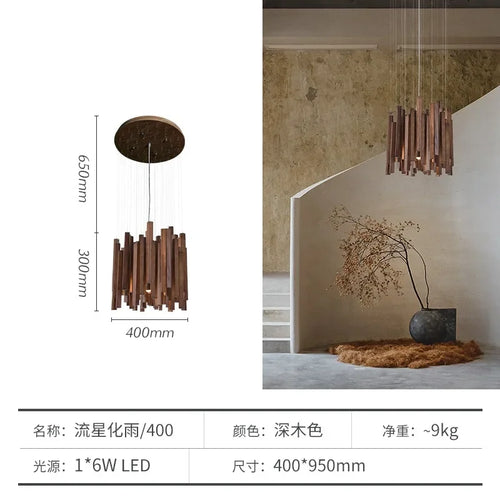 Solid wood Chinese restaurant chandelier - vue 14 sur 16
