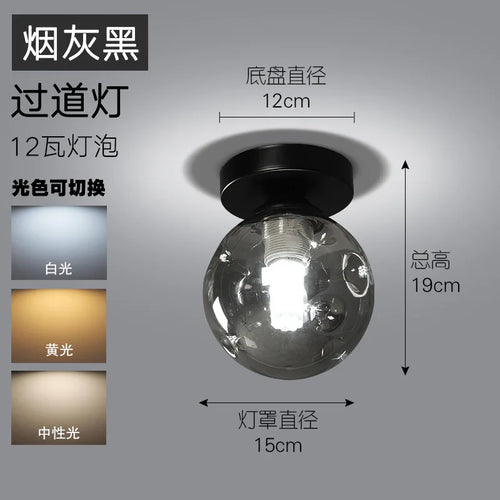 Nordic glass ball ceiling light industrial style home decor - vue 8 sur 8