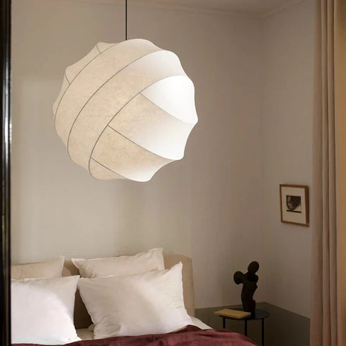 Wabi sabi silk pendant light for modern interior decor - vue 4 sur 9