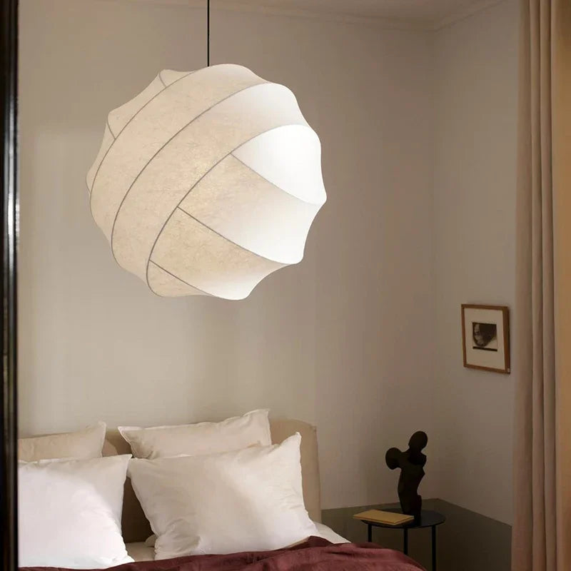 Wabi sabi silk pendant light for modern interior decor - vue 4 sur 9